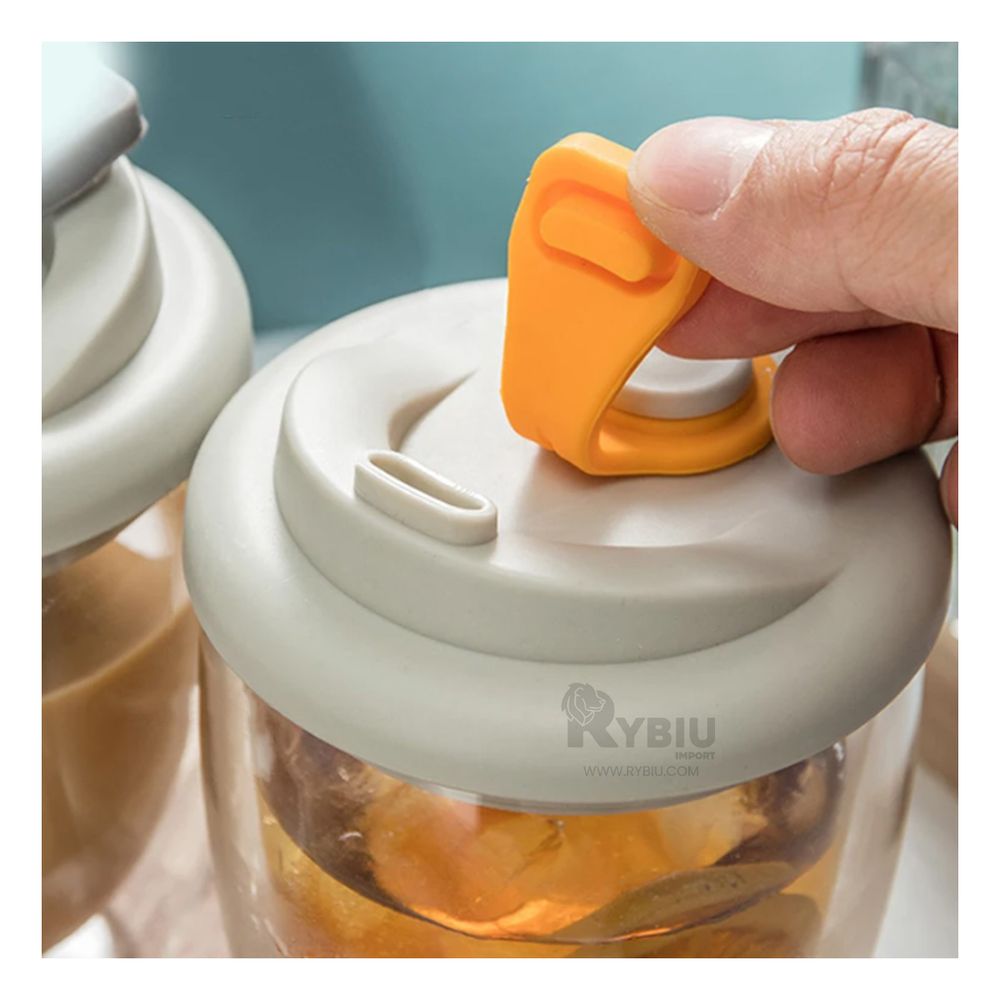 Vaso de Vidrio Doble para Bebidas Tapa Naranja 450ml