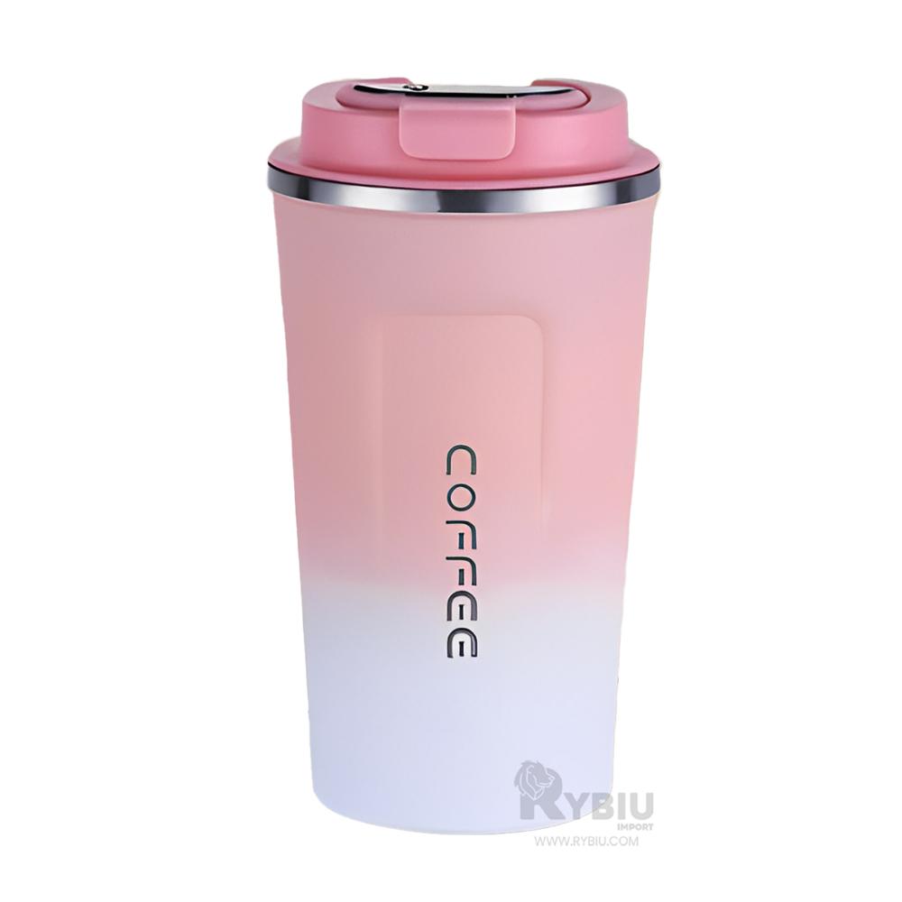 Taza Resistente en Rosado con Blanco Y+Gift Stickers