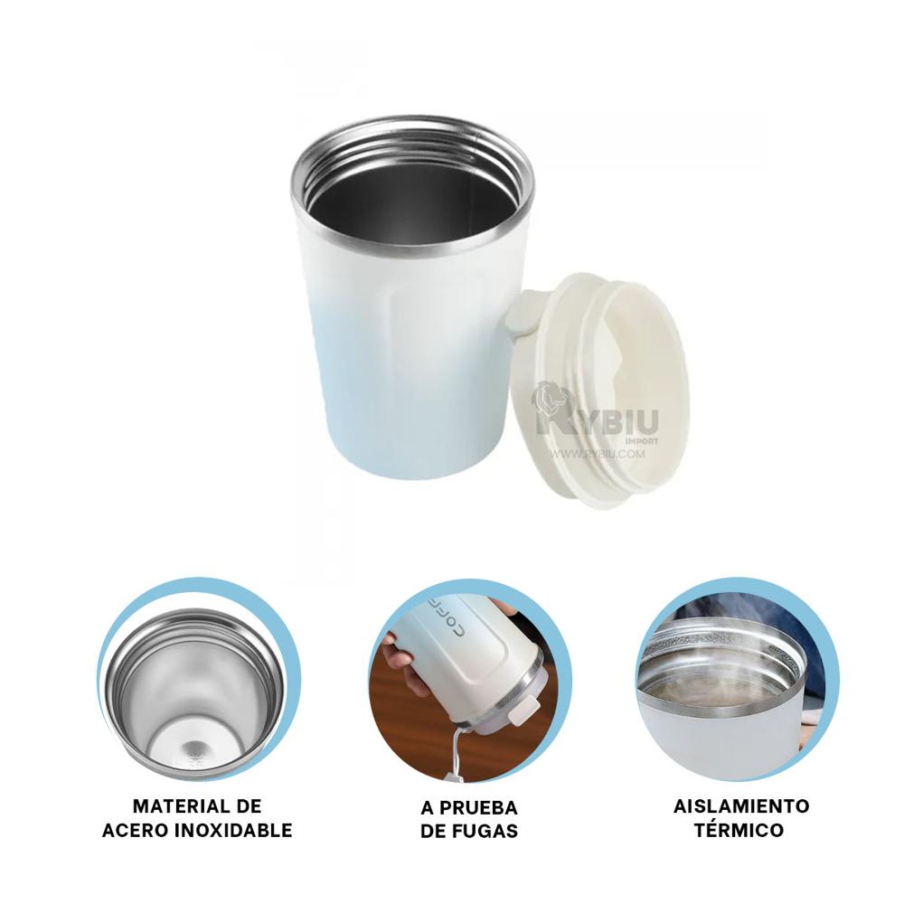 Taza para Viajes en Celeste con Blanco Y+Regalo Stickers