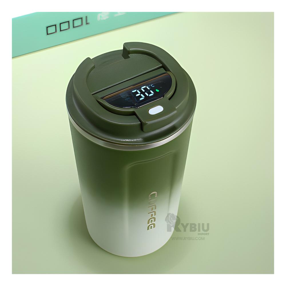 Vaso con Tapa en Verde con Blanco Y+Regalo Stickers