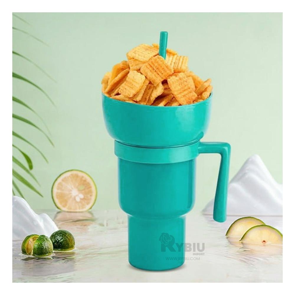 Taza para Refresco en Verde Agua Y+Banderitas Adhesivas