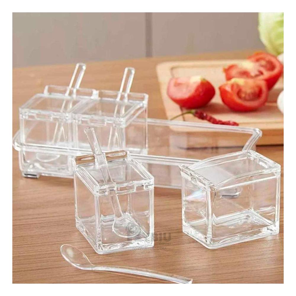 Condimentero de 4 Divisiones Acrilico Y+Papel de Regalo
