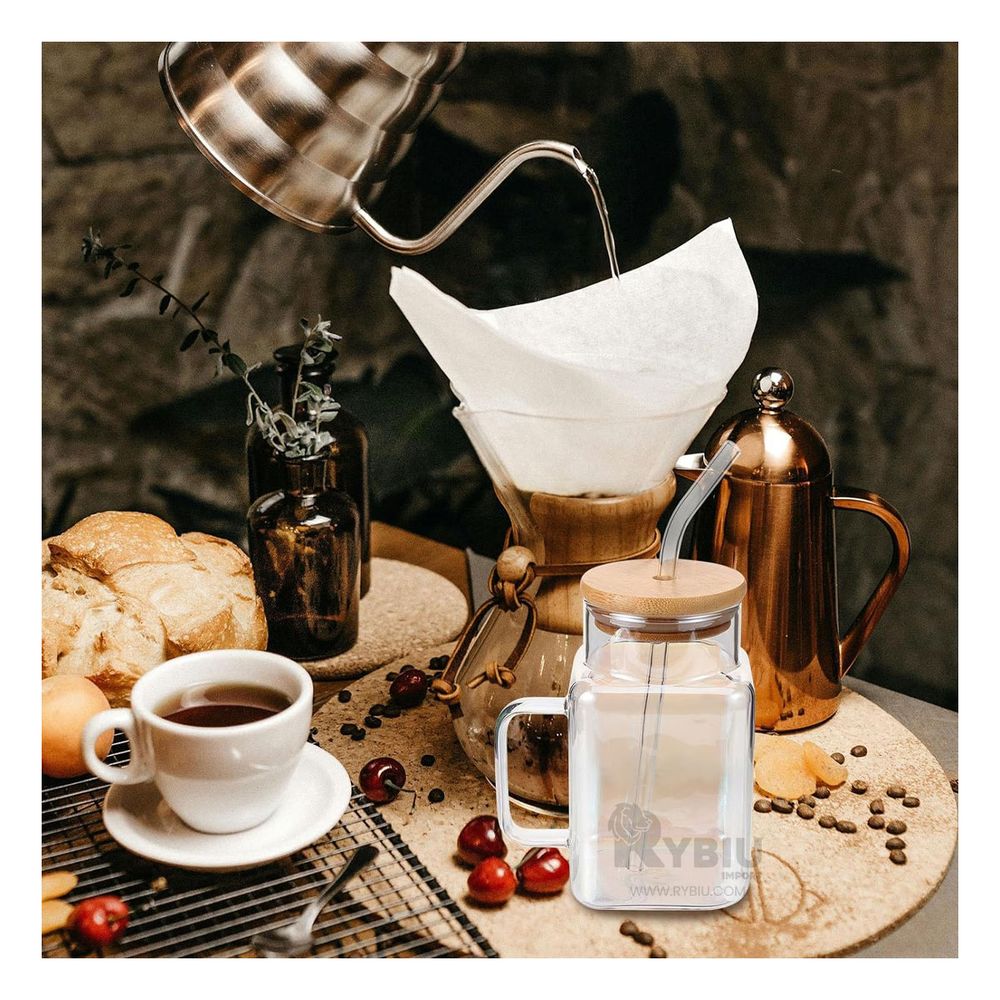 Vaso con Tapa y Cañita Transparente 500ml Y+Papel de Regalo