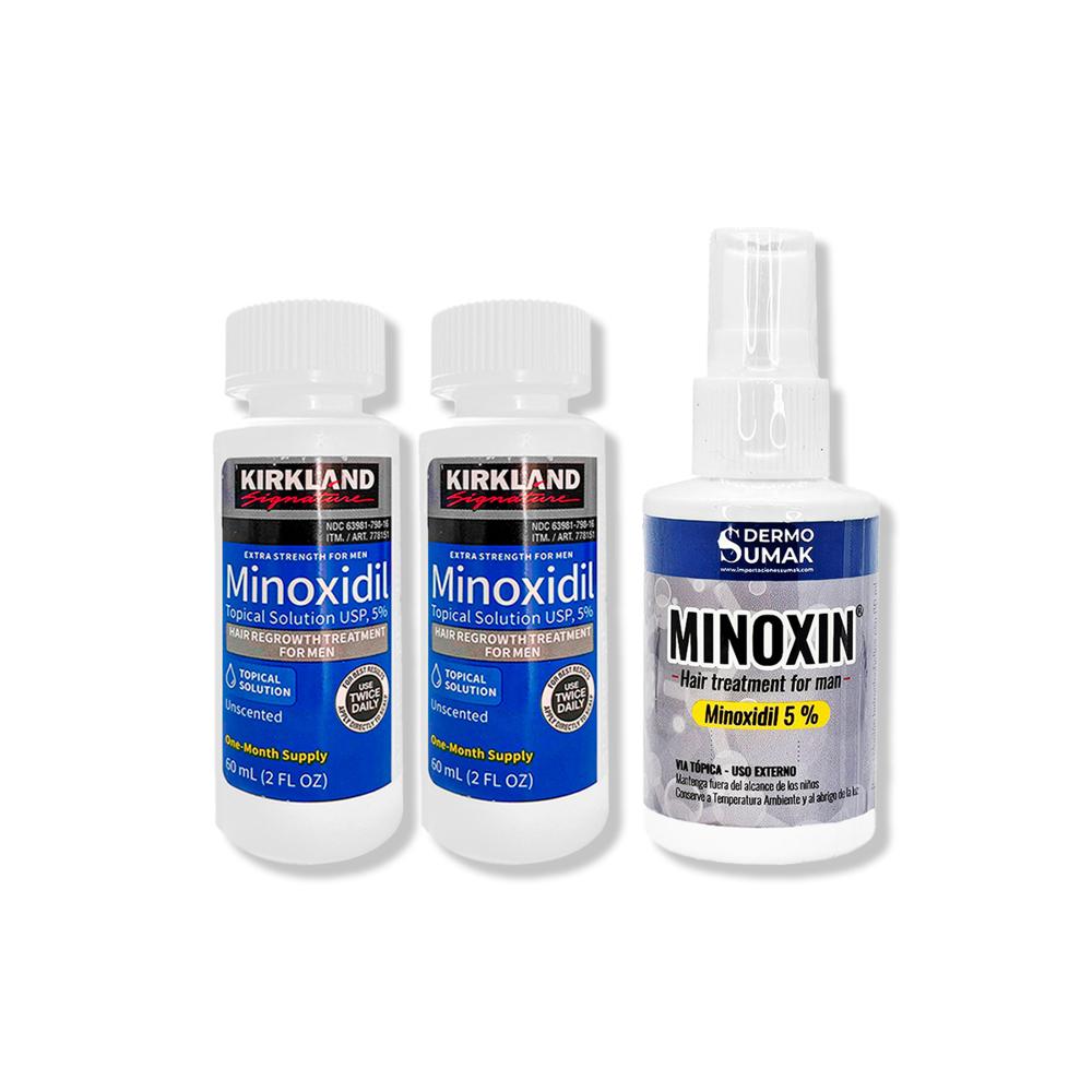 2 Minoxidil Liquido Kirkland + Locion Minoxin 60Ml - Oechsle
