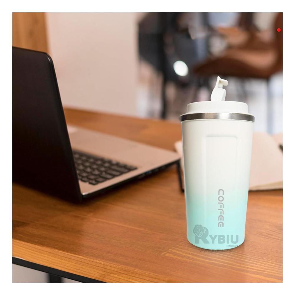 Vaso Termo Inteligente con Pantalla 510ml Celeste con Blanco