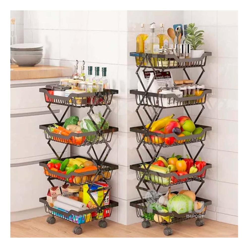 Verdulero Plegable de 4 Pisos en Color Negro