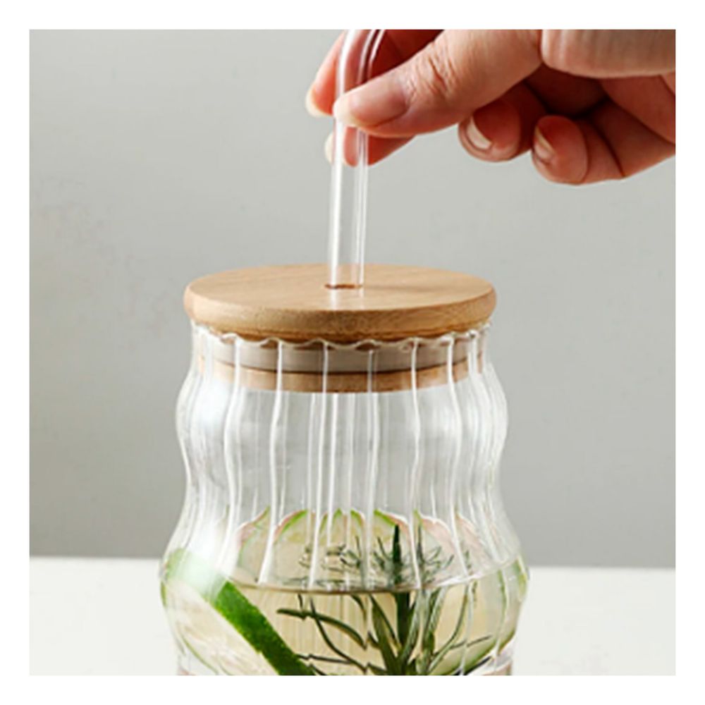 Vaso Rayado con Curvas con Caña Transparente Y+Agendita