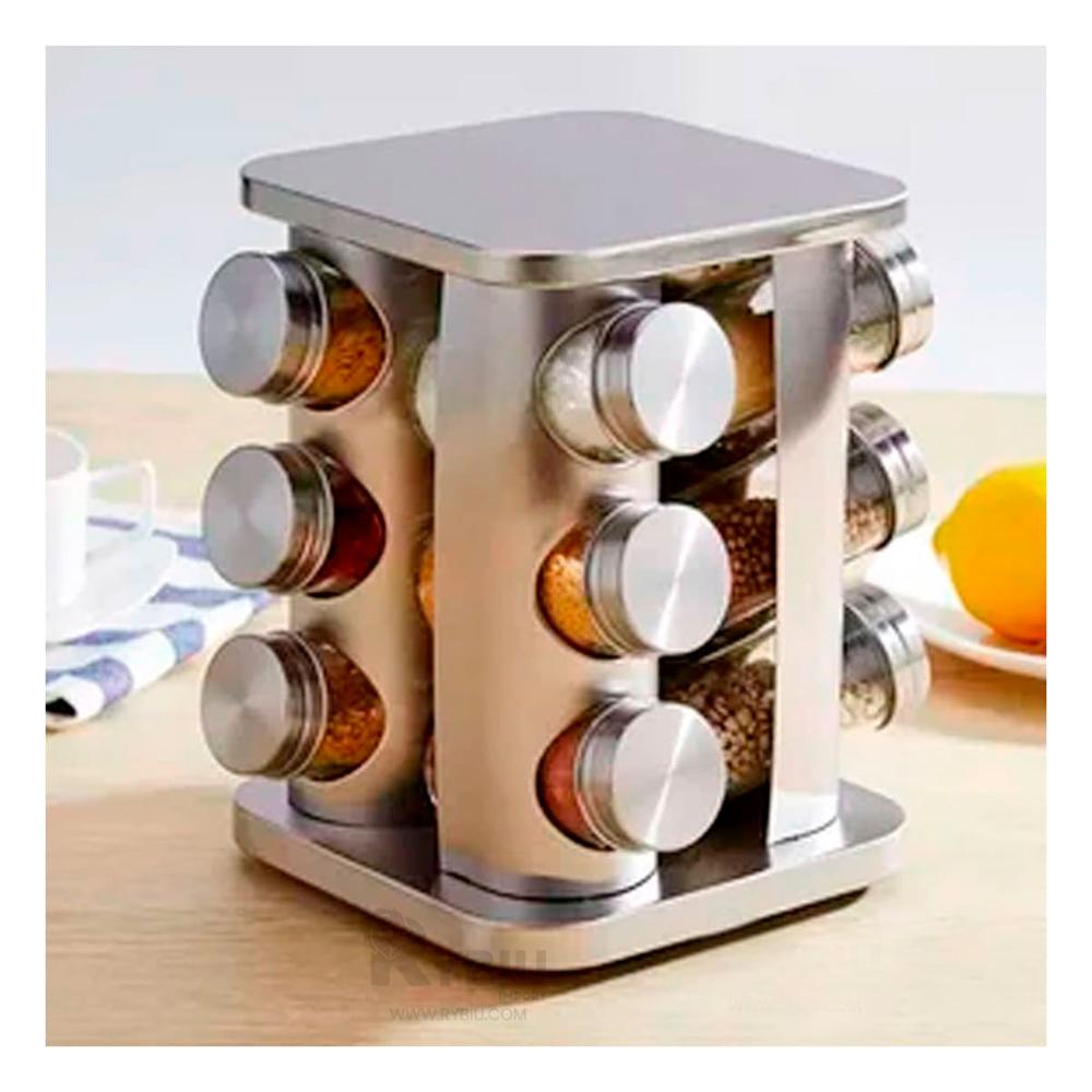 Organizador de Especias Compacto Tono Gris Y+Gift Stickers