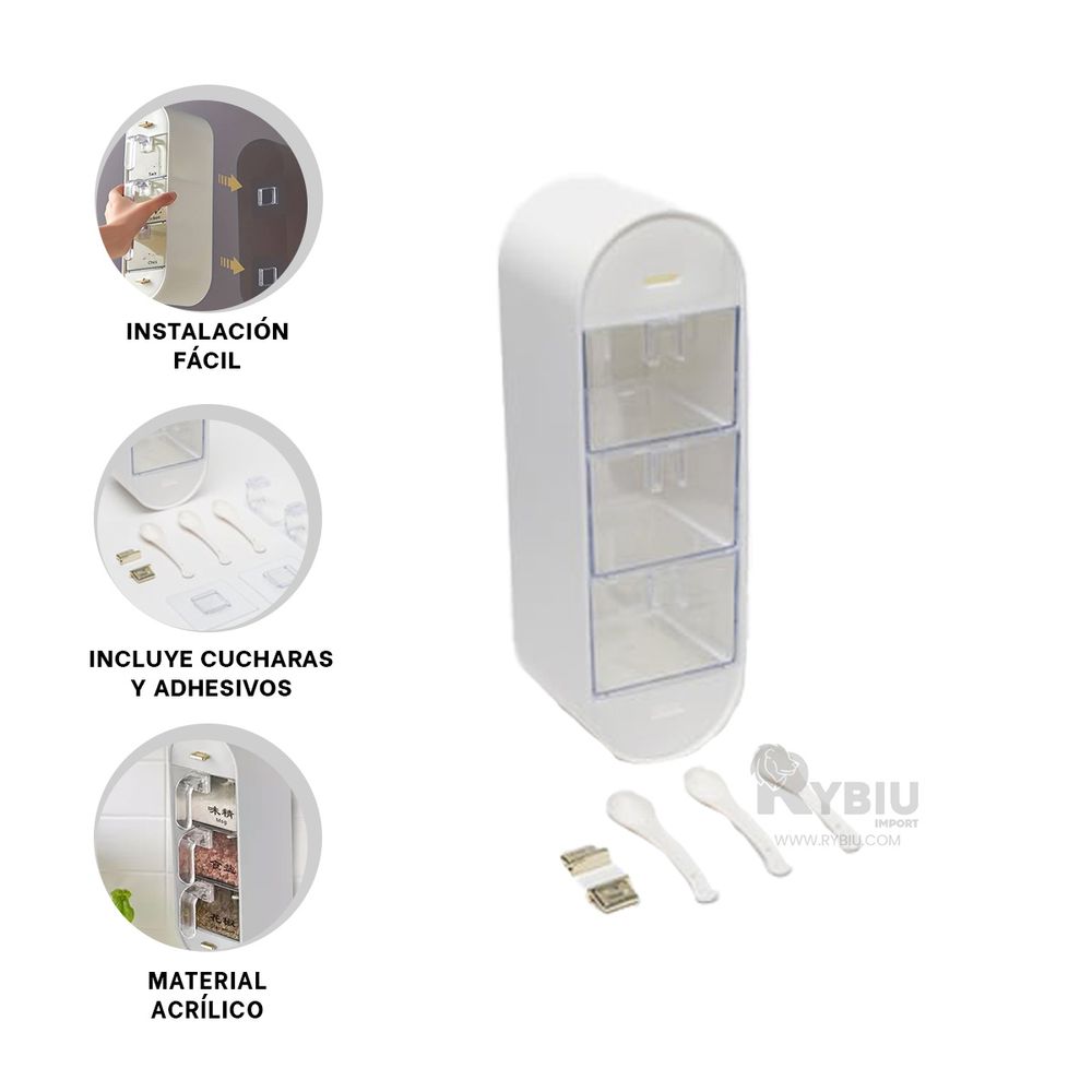 Porta Aliños Practico en Blanco Y+Ligas de Regalo