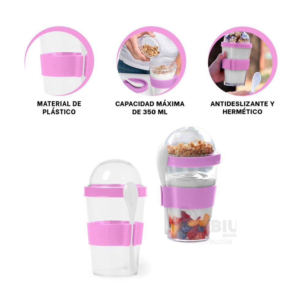 Taza Ergonomica en 350ML Rosado Y+Envoltorio de Regalo