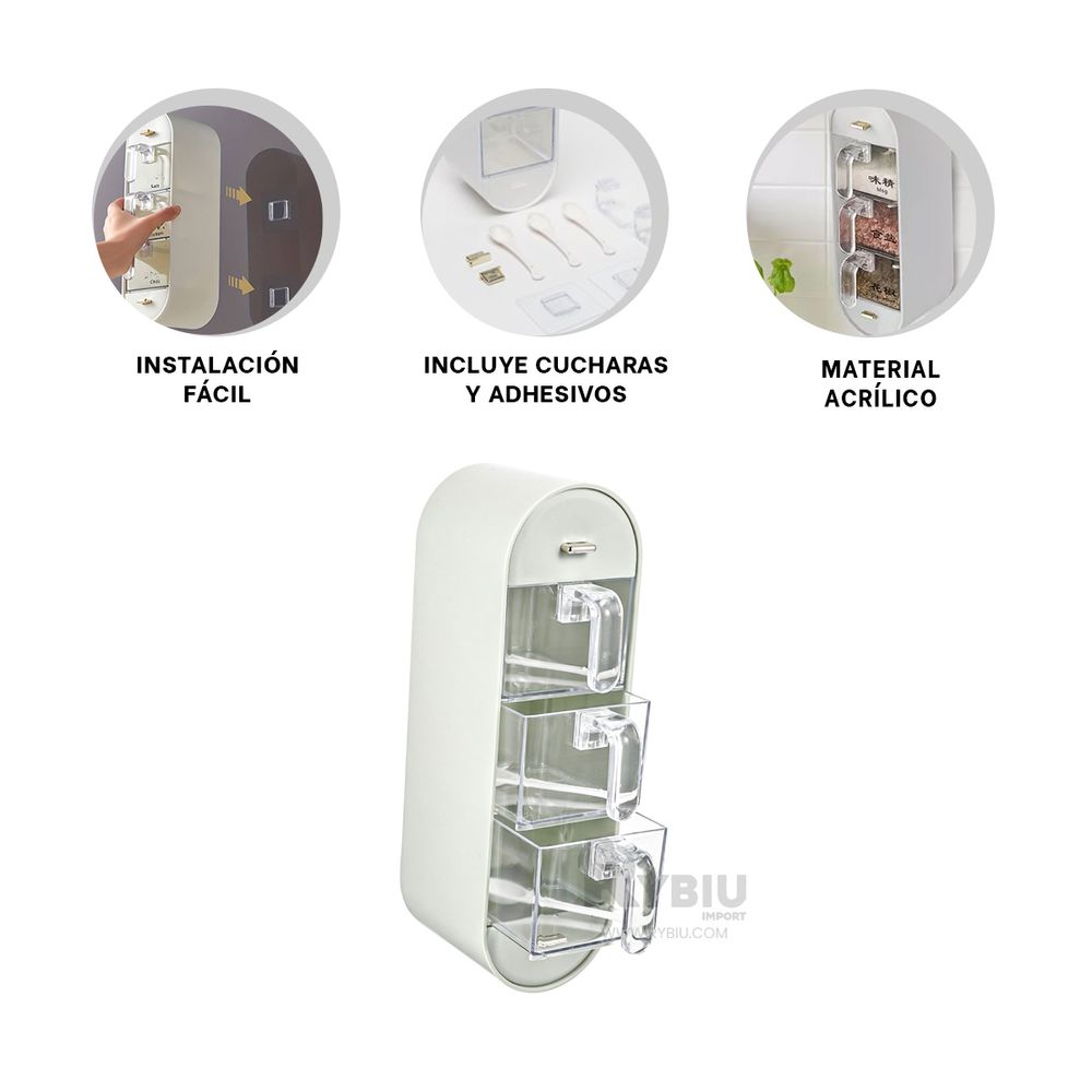 Porta Sazonadores Elegante en Blanco Y+Banderitas Adhesivas