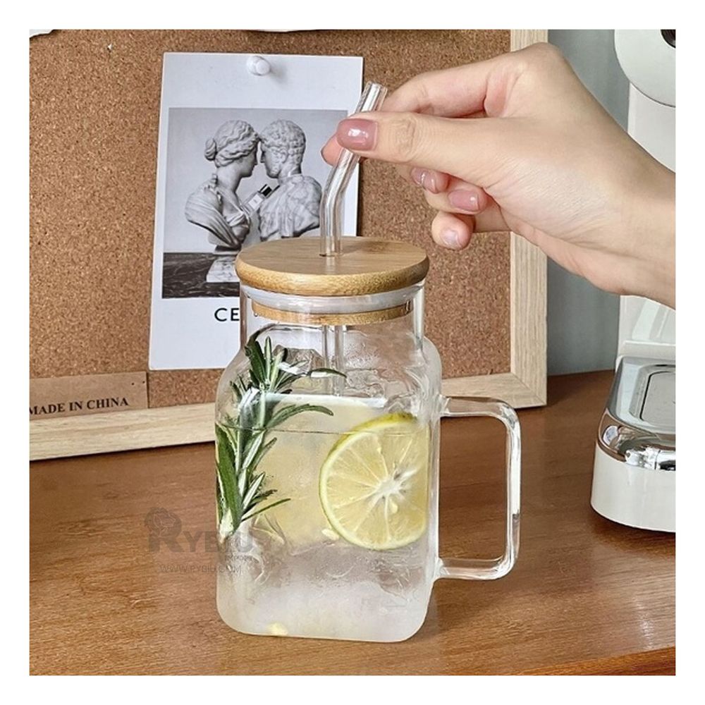 Vaso con Tapadera en Transparente 500ml Y+Stickers