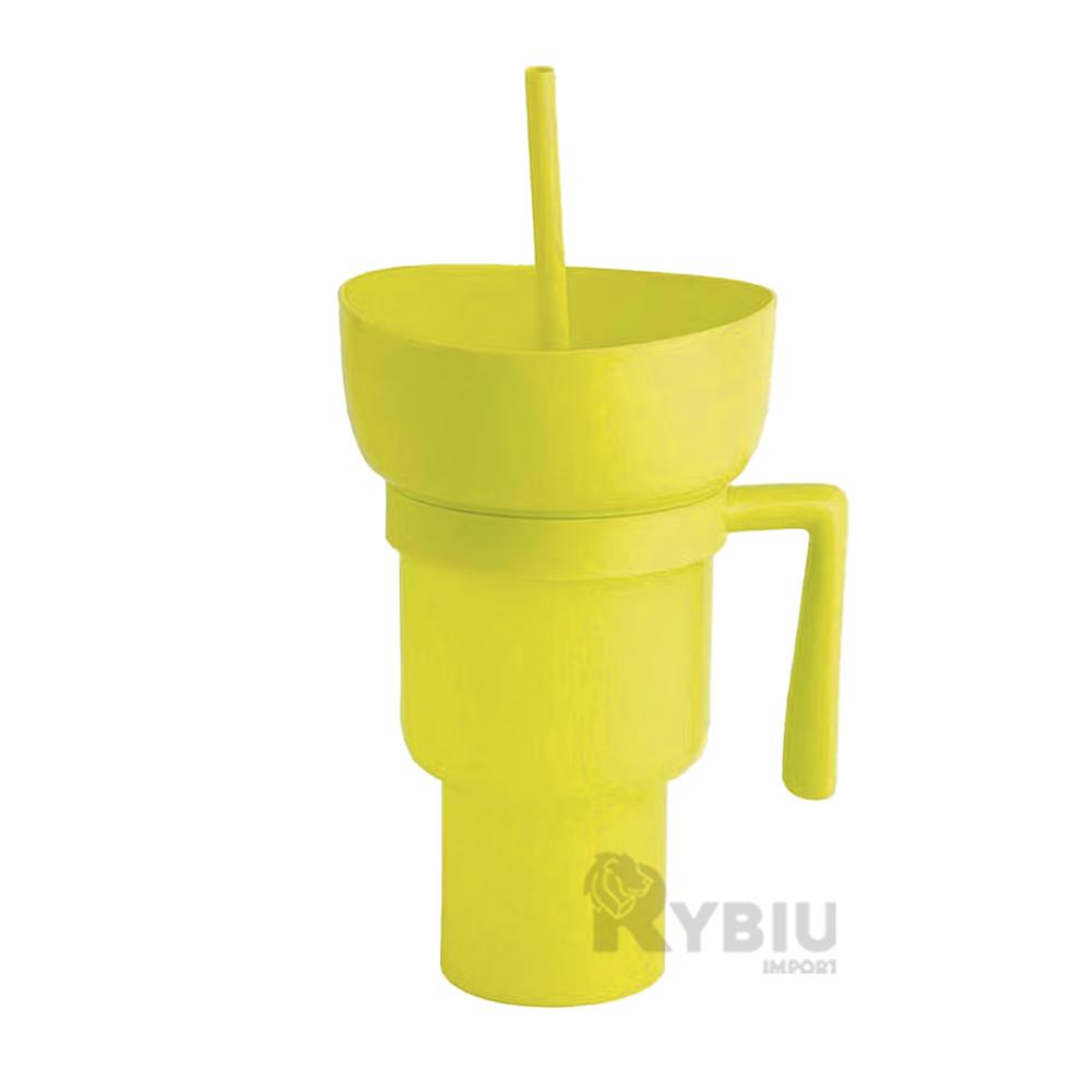 Taza para Refresco en Tono Amarillo Y+Banderitas Adhesivas