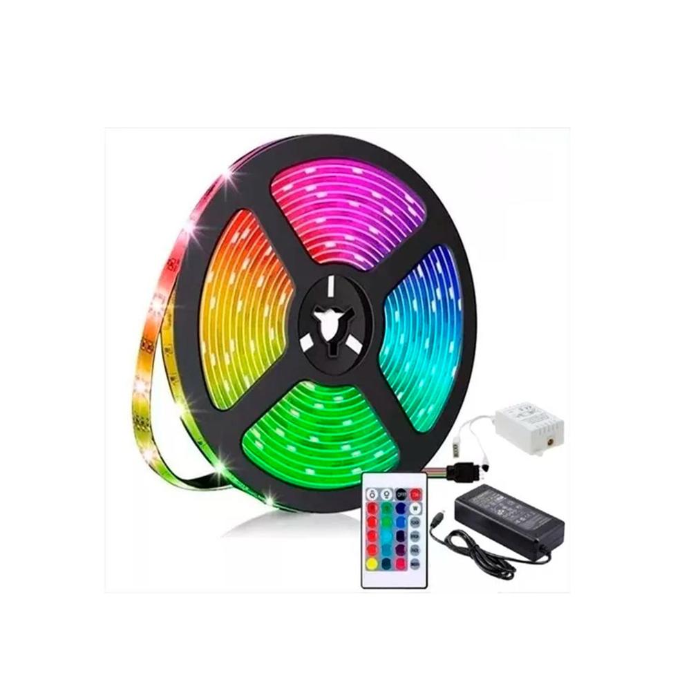 Set 2 Tiras LED RGB 5 metros 5050 IP64 Cinta Con Control Remoto