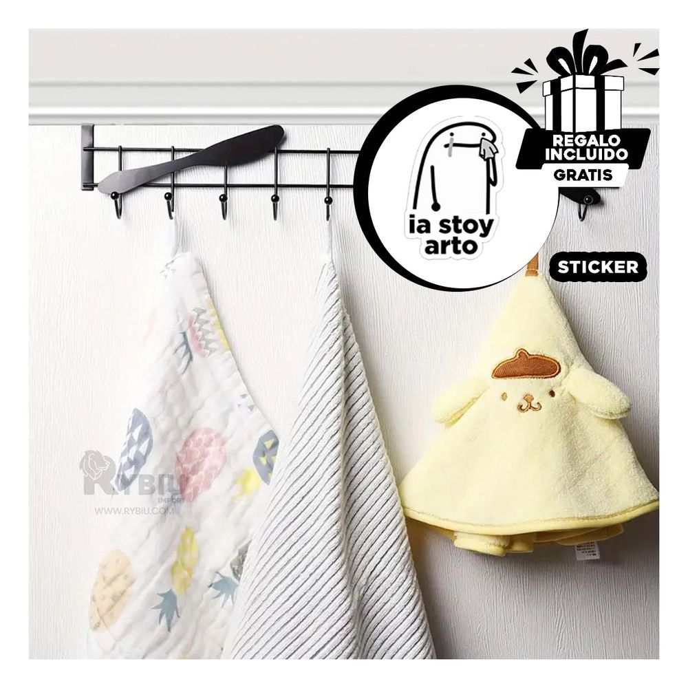 Colgador para Puertas Multiuso en Color Negro Y+Stickers