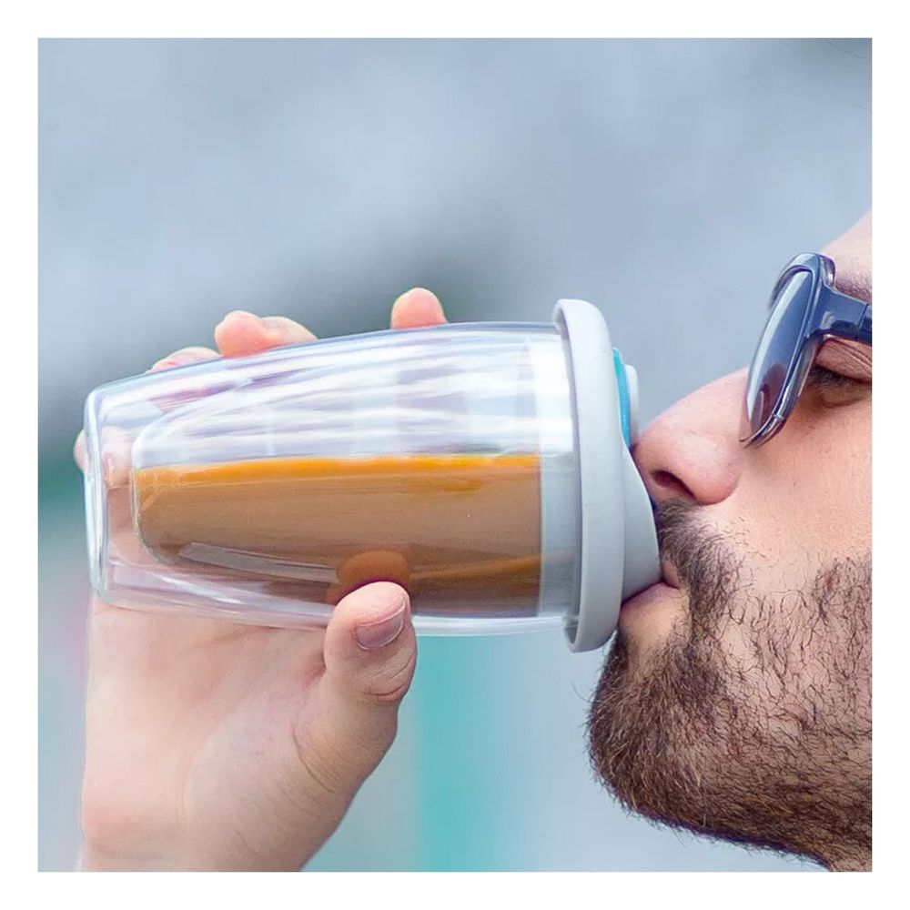 Vaso Practico para Bebidas de Color Celeste 350ml Y+Stickers