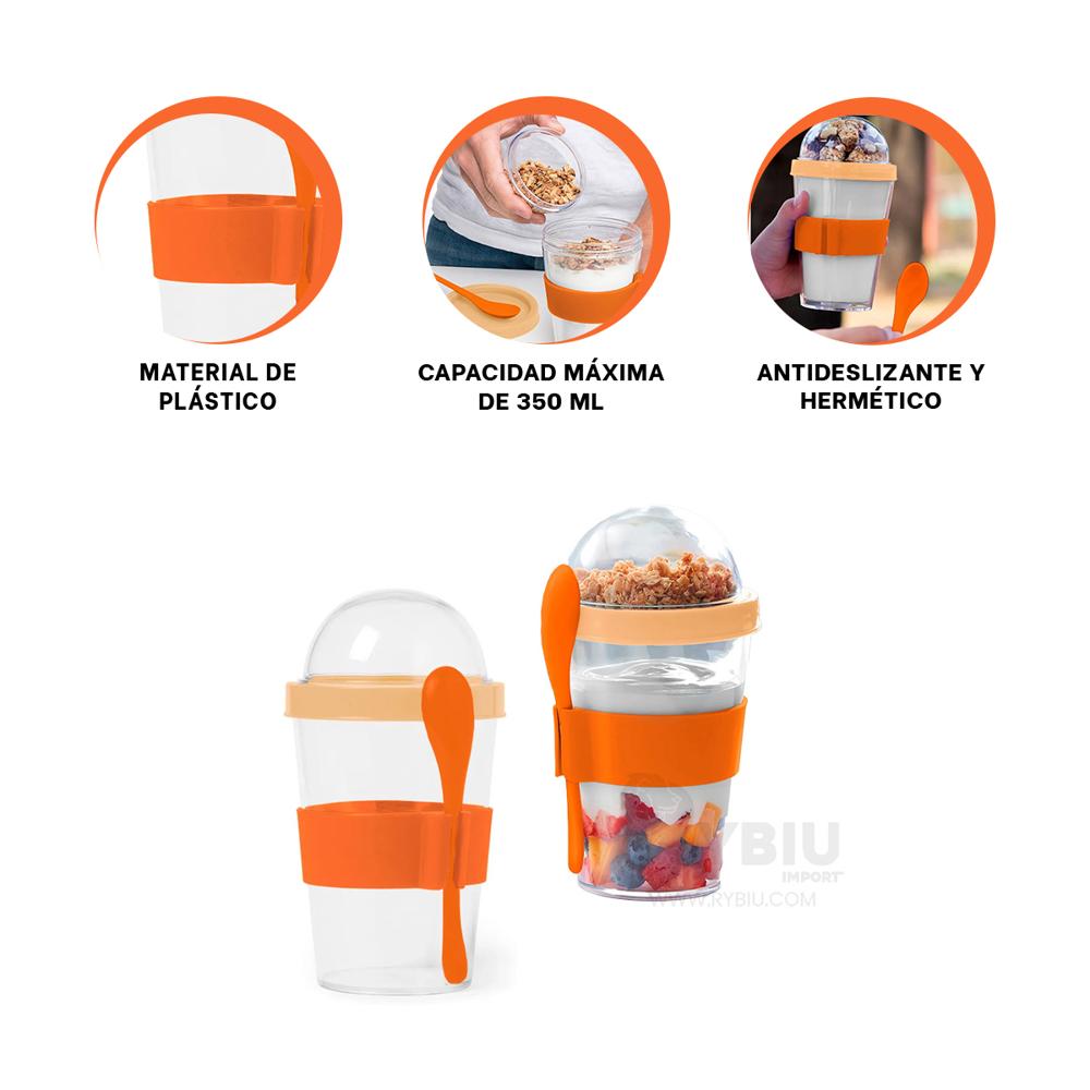 Pocillo Versatil de 350ML Anaranjado Y+Banderitas Adhesivas