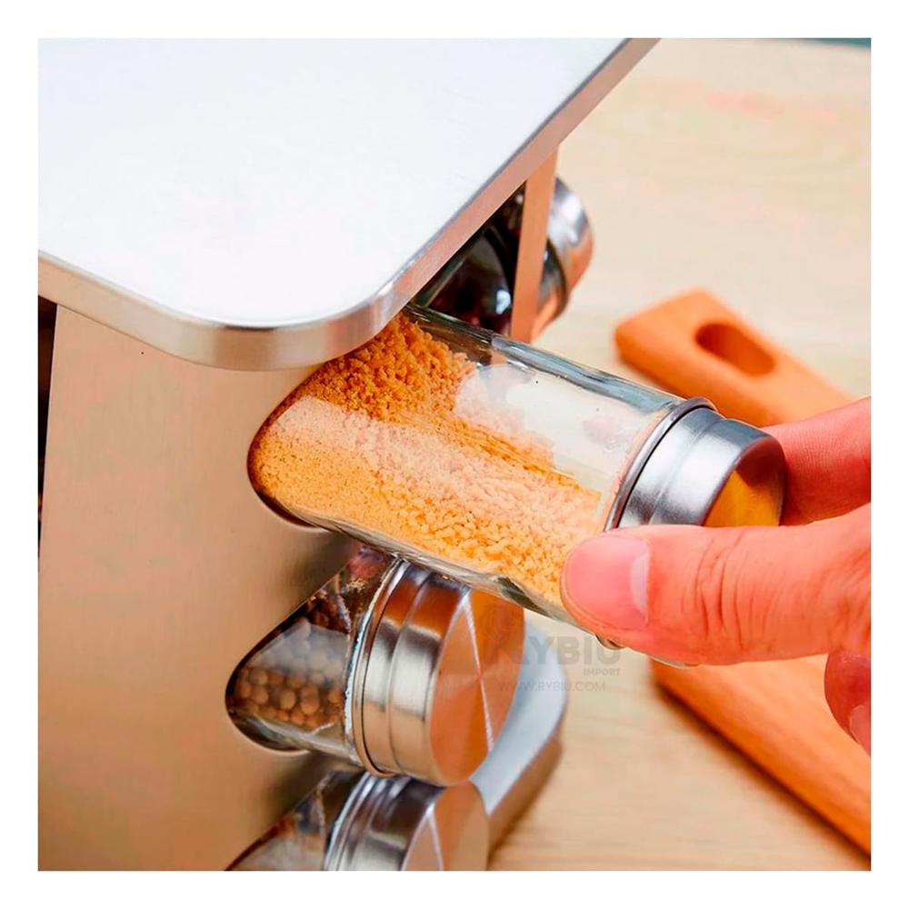 Condimentero Giratorio de 12 Tarros Gris Y+Regalo Stickers