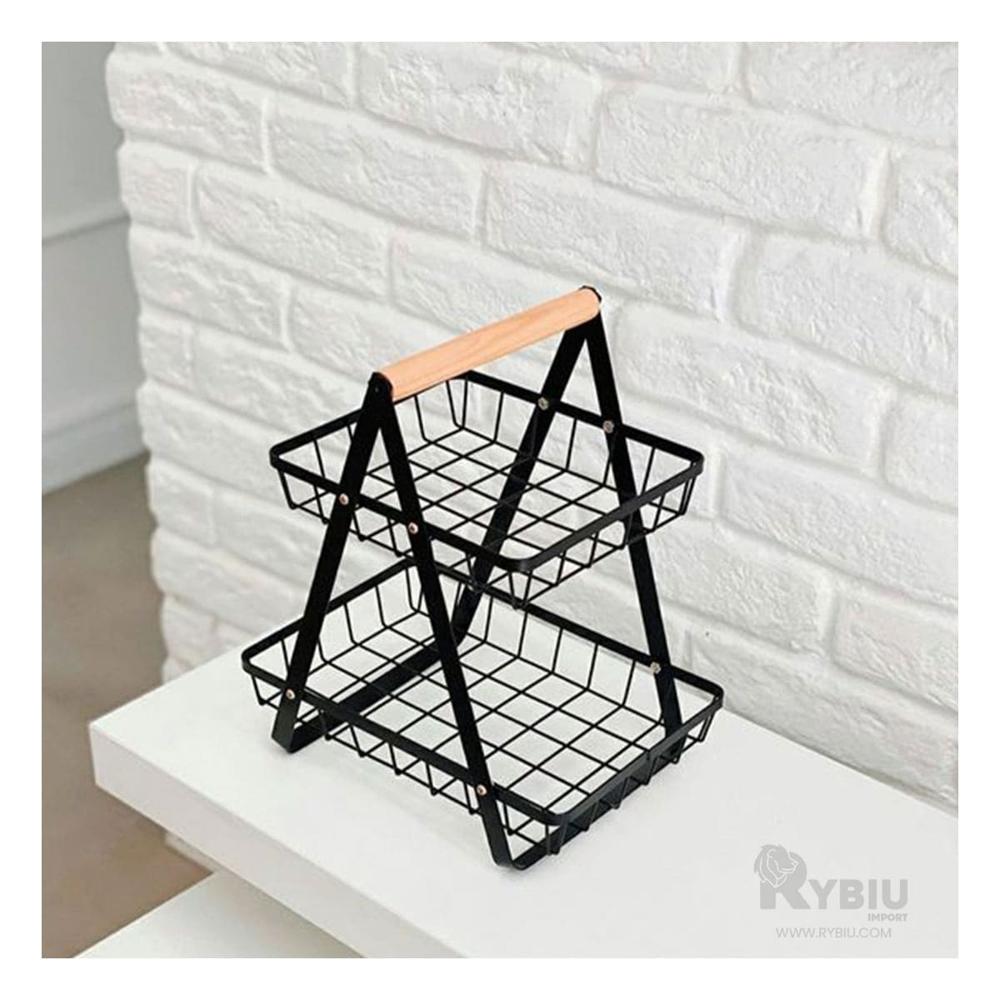 Frutero Solido de 2 Espacios en Negro Y+Papel de Regalo