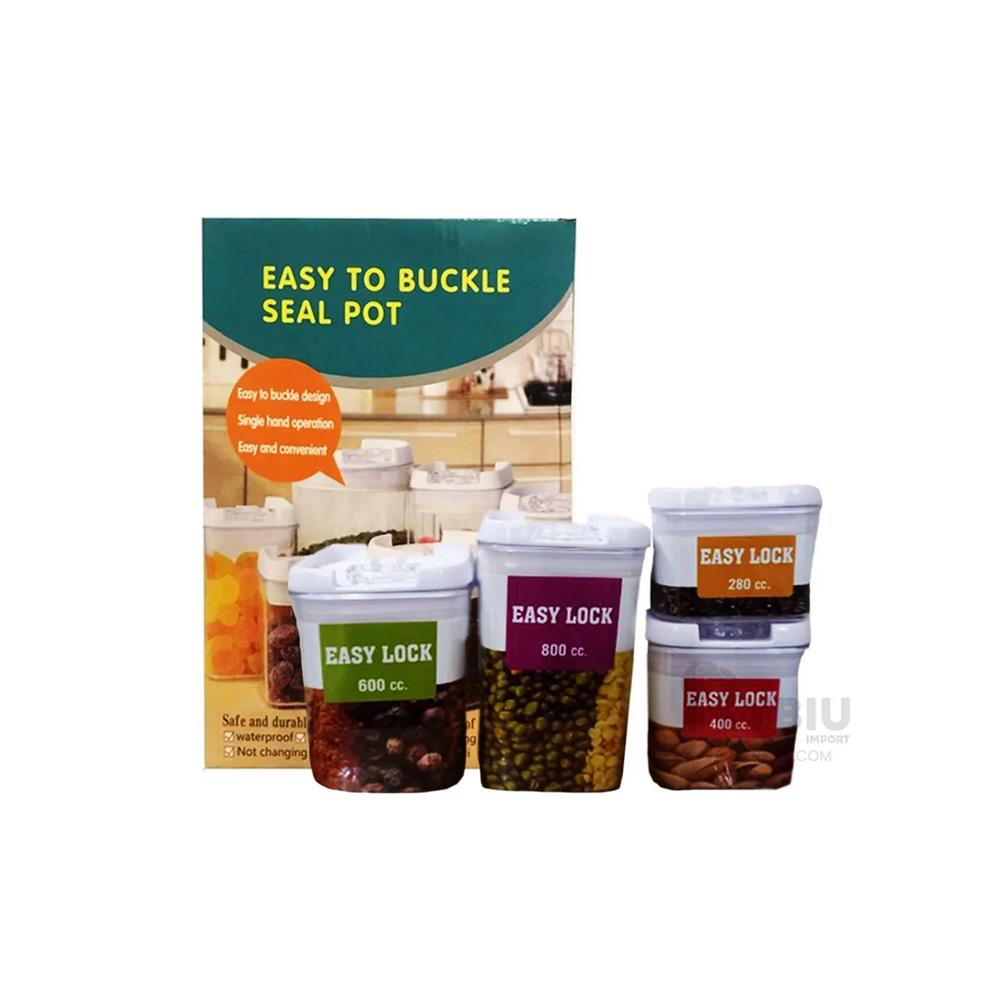 Set Acrilico 4 de Recipiente Tapa Blanca Y+Papel de Regalo