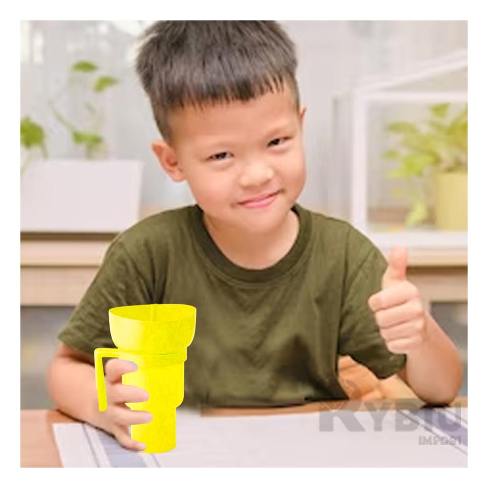 Vaso 2 en 1 para Bebidas y Snacks en Amarillo