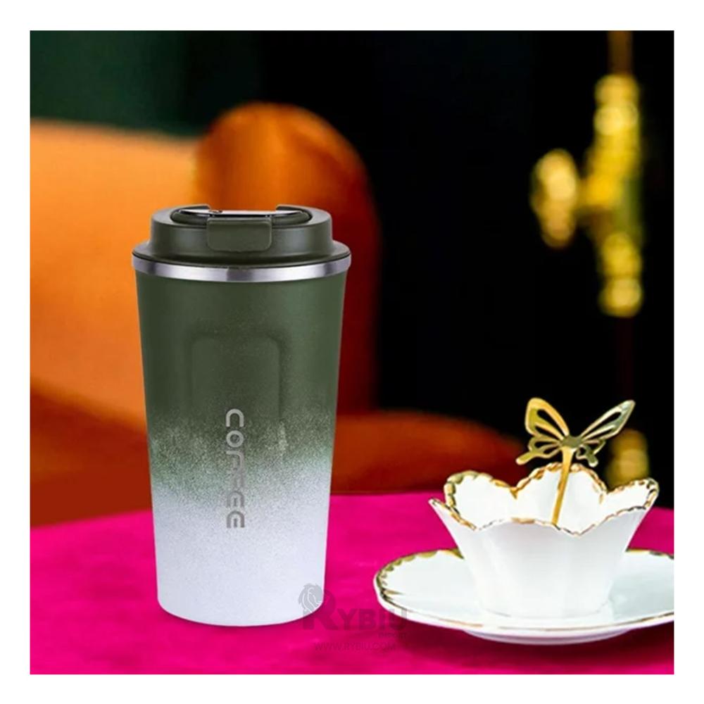 Taza Termo Funcional Verde con Blanco Y+Envoltorio de Regalo