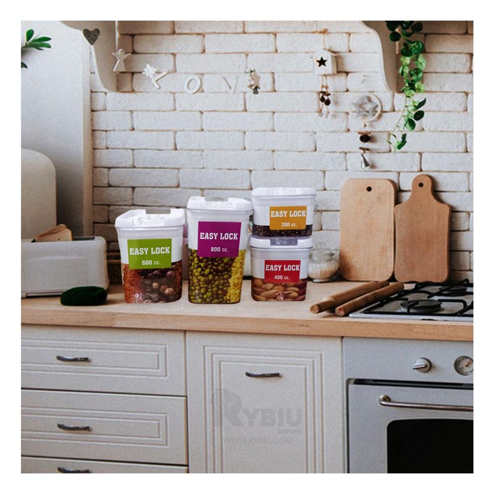 Set 4 Envases de Plastico en Tapa Blanca Y+Regalo Stickers