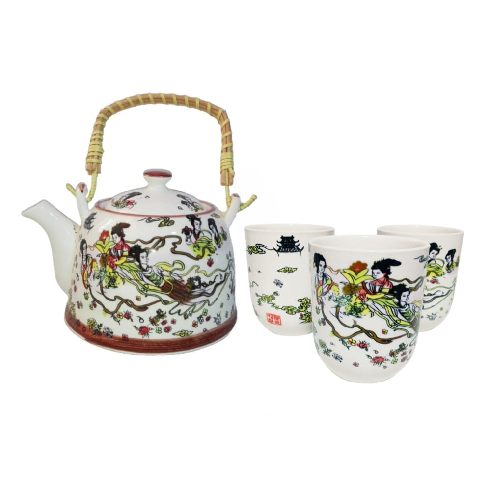 Set de Tetera Para Infusion Oriental Con Filtro Jardin 7pza