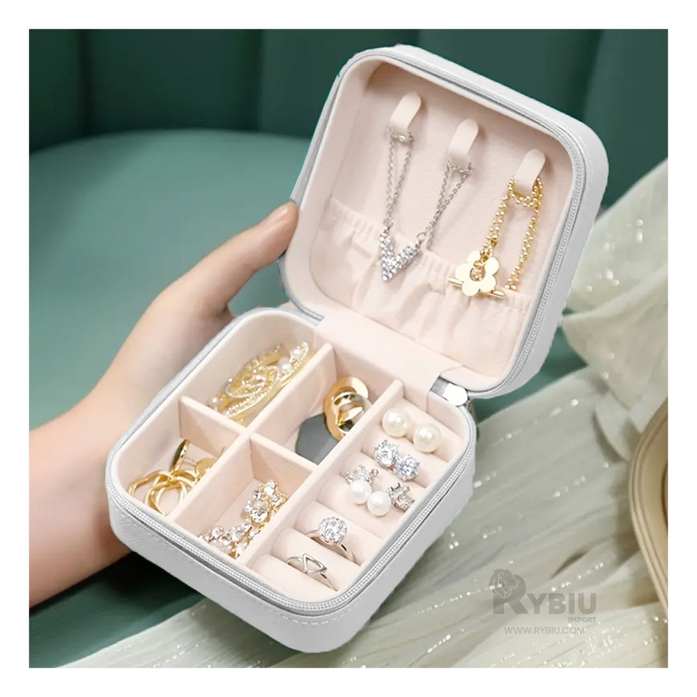 Mini Porta Joyas Transportable en Blanco Y+Papel de Regalo