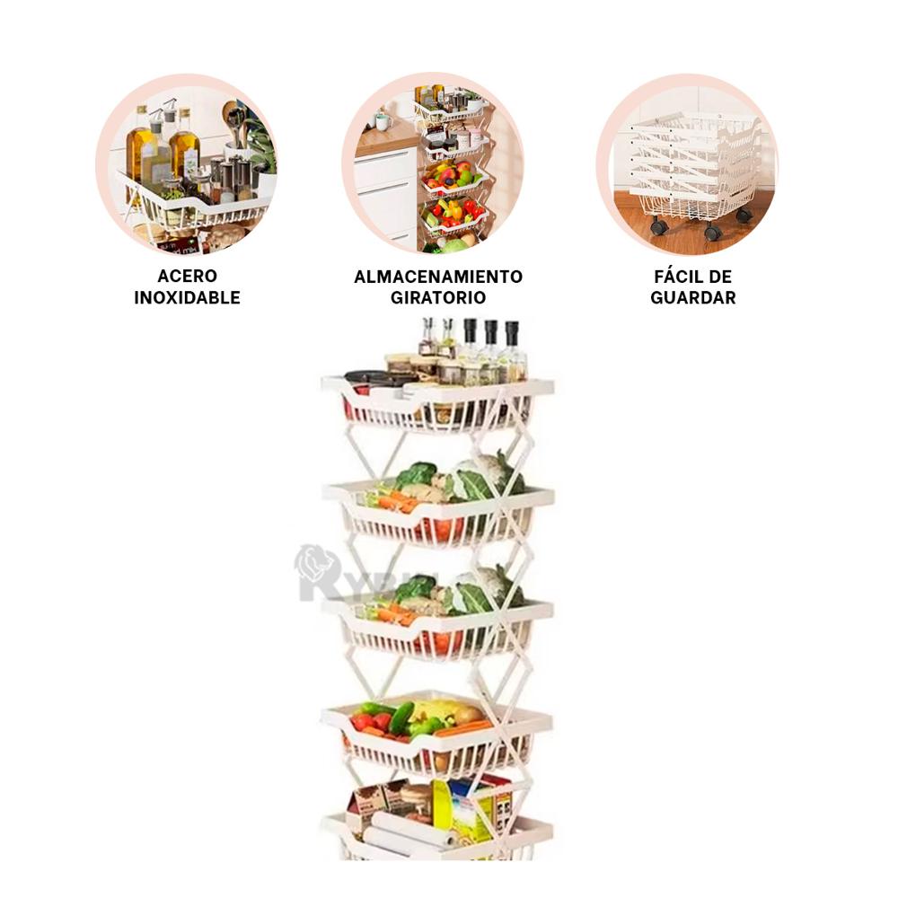 Organizador con Cestas de 5 Pisos Blanco Y+Gift Stickers