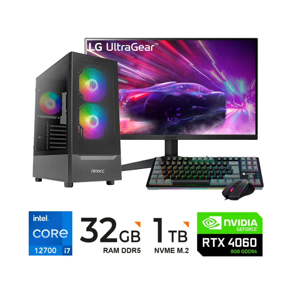 Computadora PC INTEL I7-12700 32GB DDR5 1TB VIDEO RTX 4060 8GB MONITOR 23.8"" 165Hz TECLADOYMOUSE