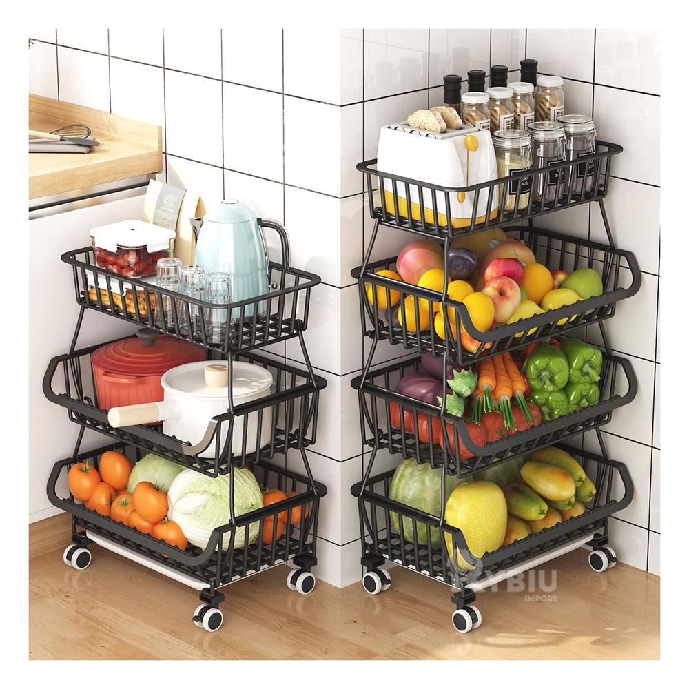 Cesta de 4 Alturas para Verduras en Negro Y+Papel de Regalo