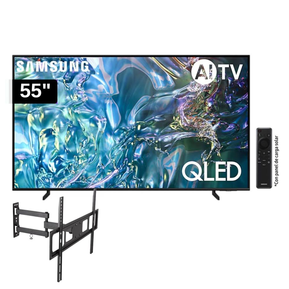 Televisor Samsung QLED Tizen OS Smart Tv 55 4K QN55Q60DAGXPE + Rack Giratorio