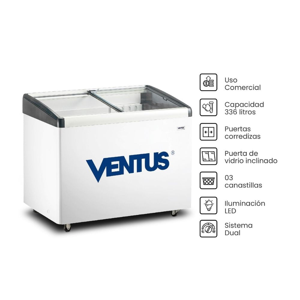 Congeladora Ventus CTV340I Blanco de Acero 300 litros