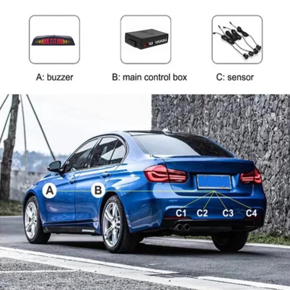 Sensor Retroceso Para Auto Kit Completo Color Negro MG18