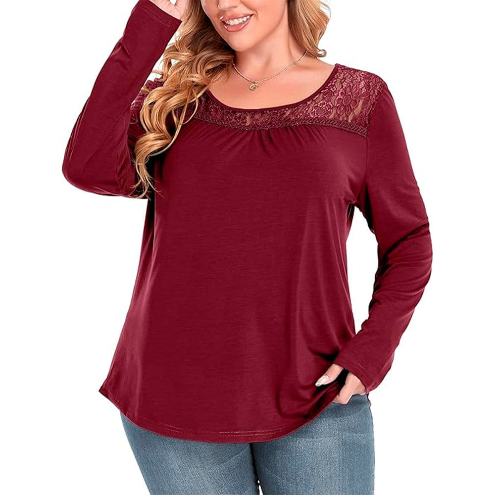 Blusa Manga Larga Zyfmaily Color Vino Tinto Para Mujer Talla 2X