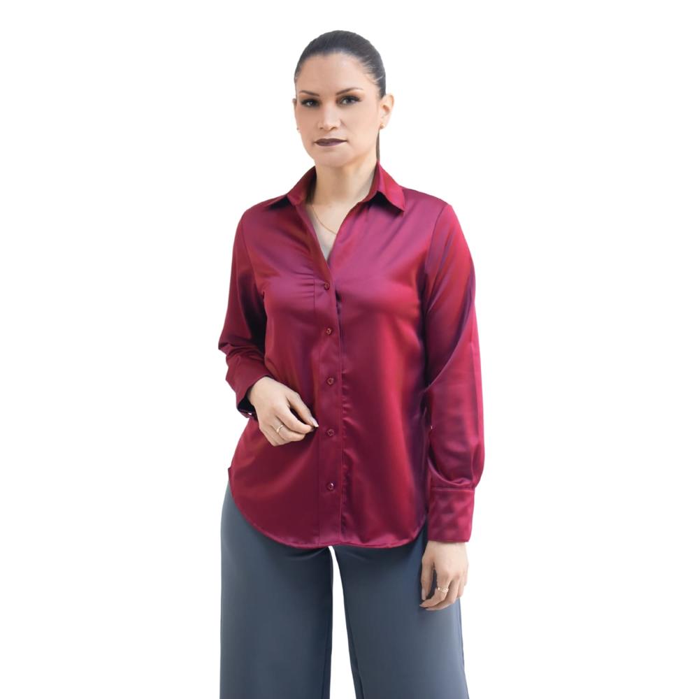 Blusa Tulula Satin Vino XL