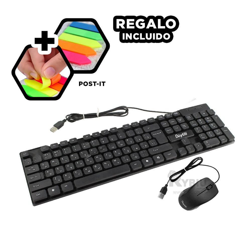 Teclado Ergonomico con Cable USB en Negro Y+Papel de Regalo