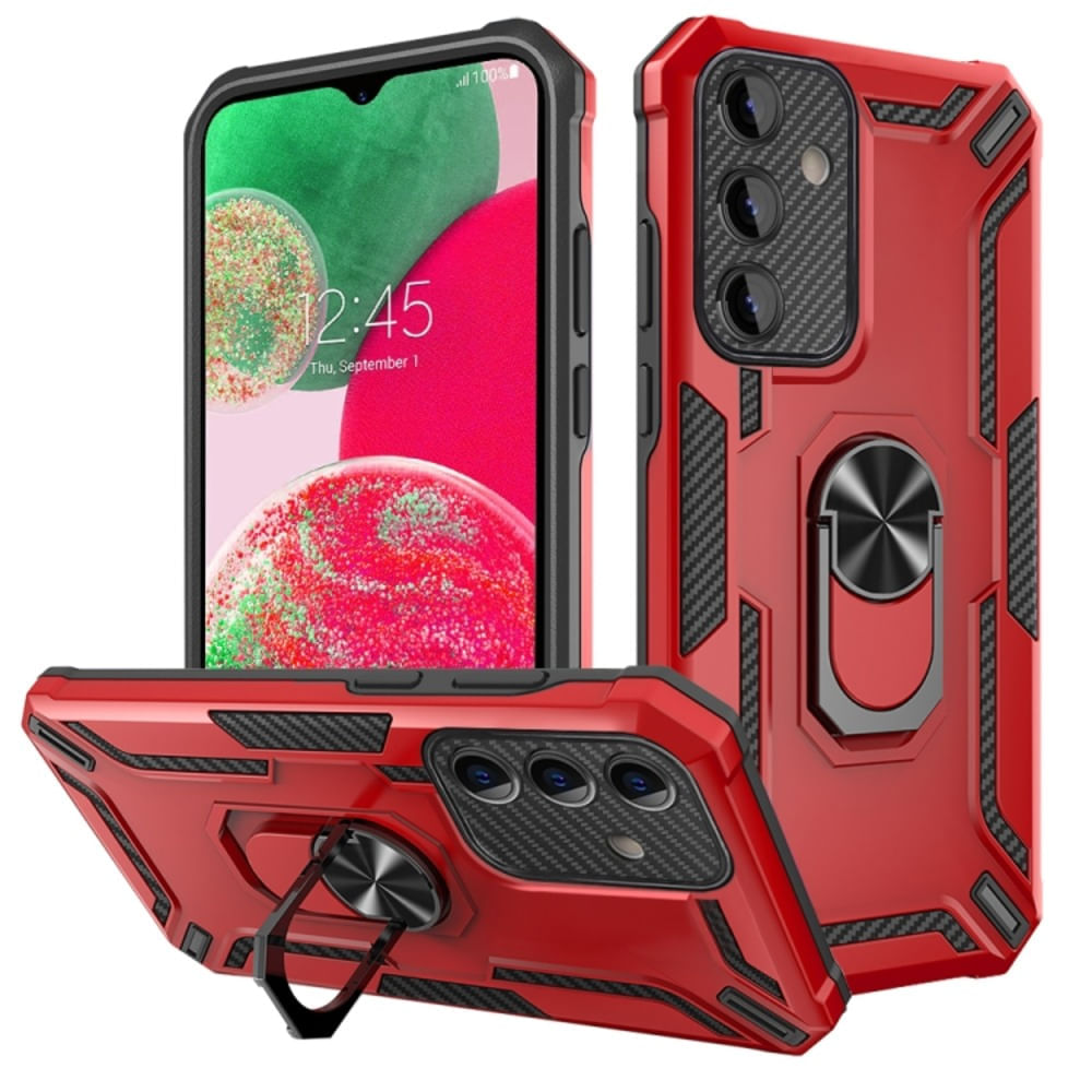 Funda para Oppo A38 4G Holder Parante + Anillo Rojo Antishock Resistente a Caídas y Golpes