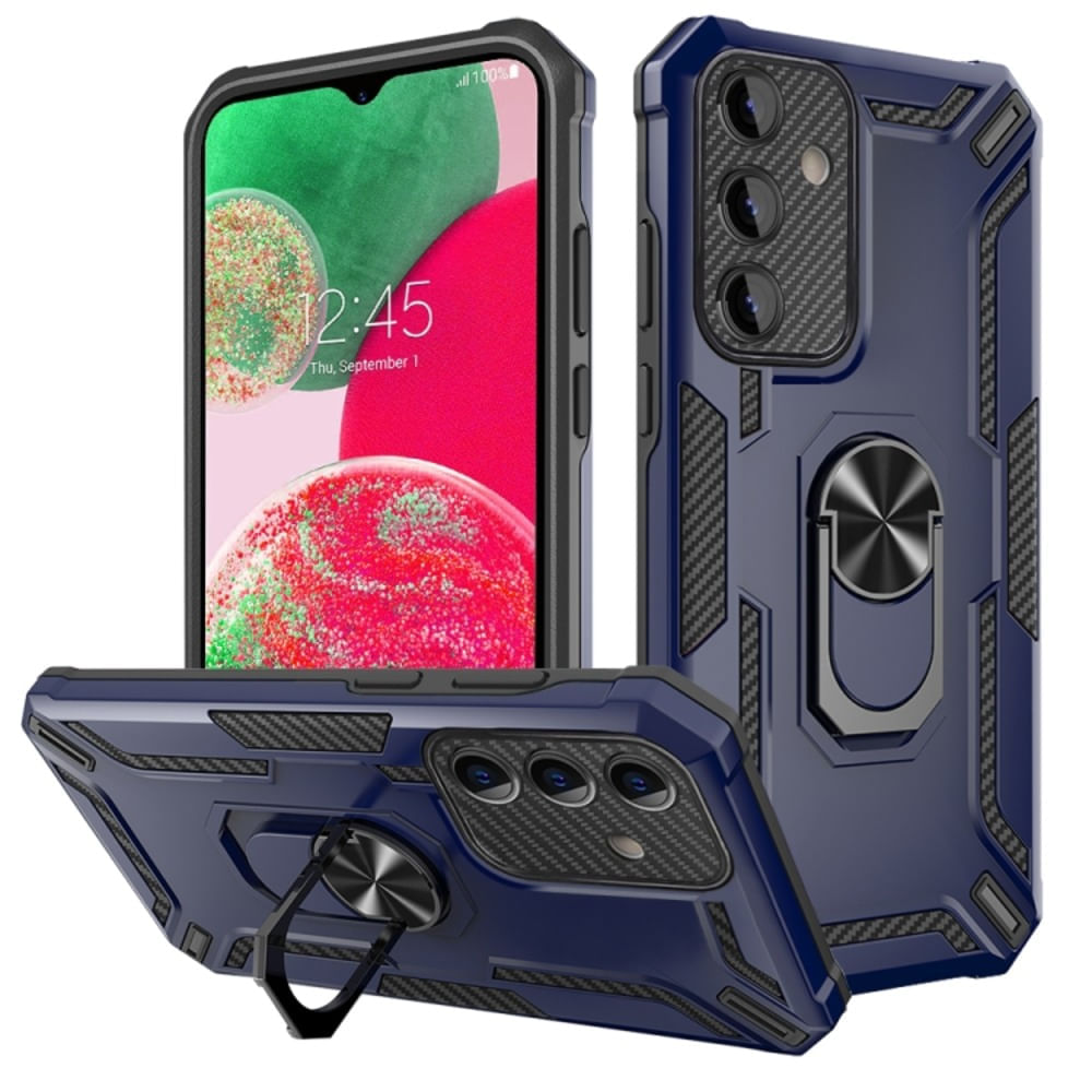 Funda para Samsung S23 FE Holder Parante + Anillo Azul Antishock Resistente a Caídas y Golpes