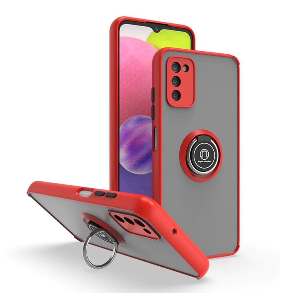 Funda Case para Samsung S24 Ultra Ahumado con Anillo Rojo Antishock Resistente a Caídas y Golpes