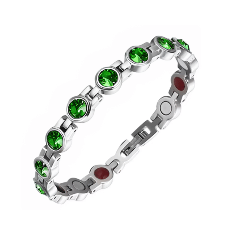 Pulsera Magnética Saludable Con Brillantes de Swarovski Green x 19 cm