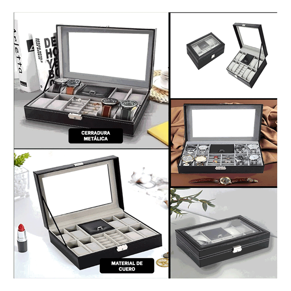 Caja Organizadora de Relojes Negro Y+Post-it adhesivos