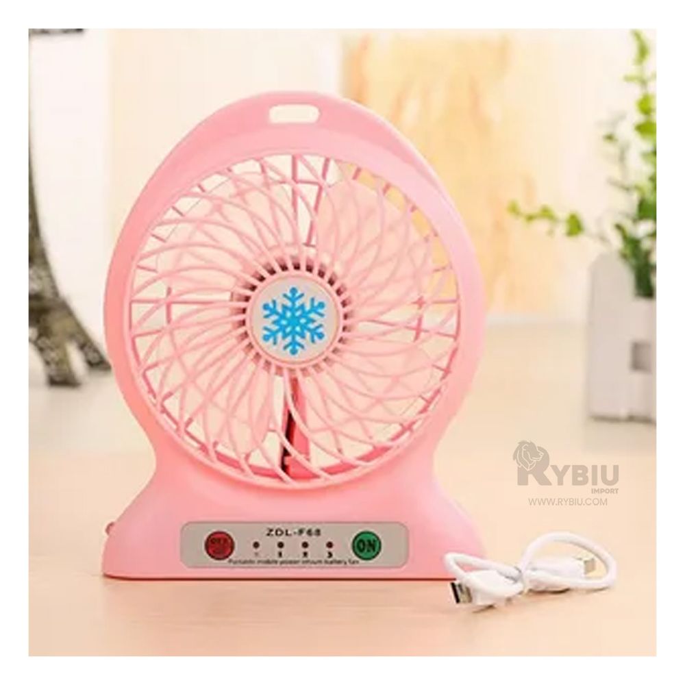 Mini Ventilador Elegante para Viajes en Rosado Y+Stickers