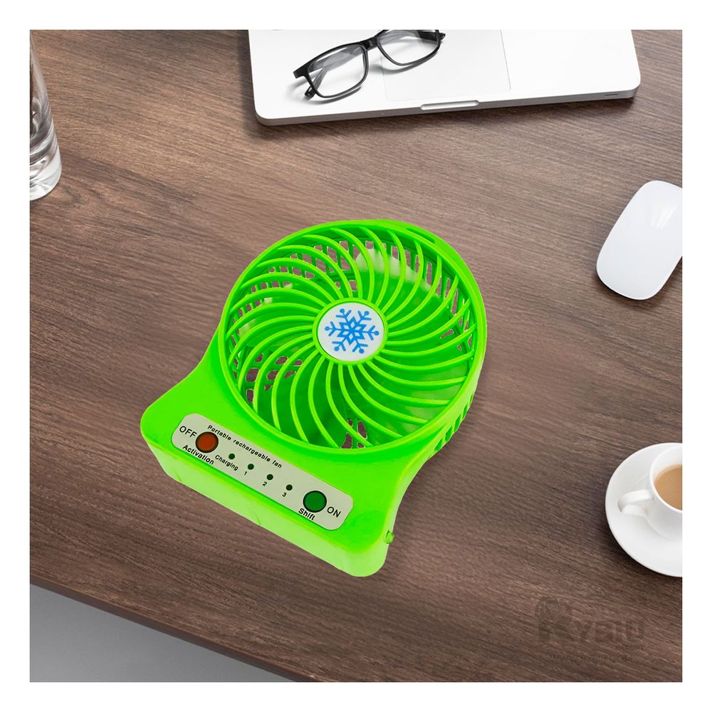 Mini Ventilador de 3 Velocidades en Verde Y+Papel de Regalo