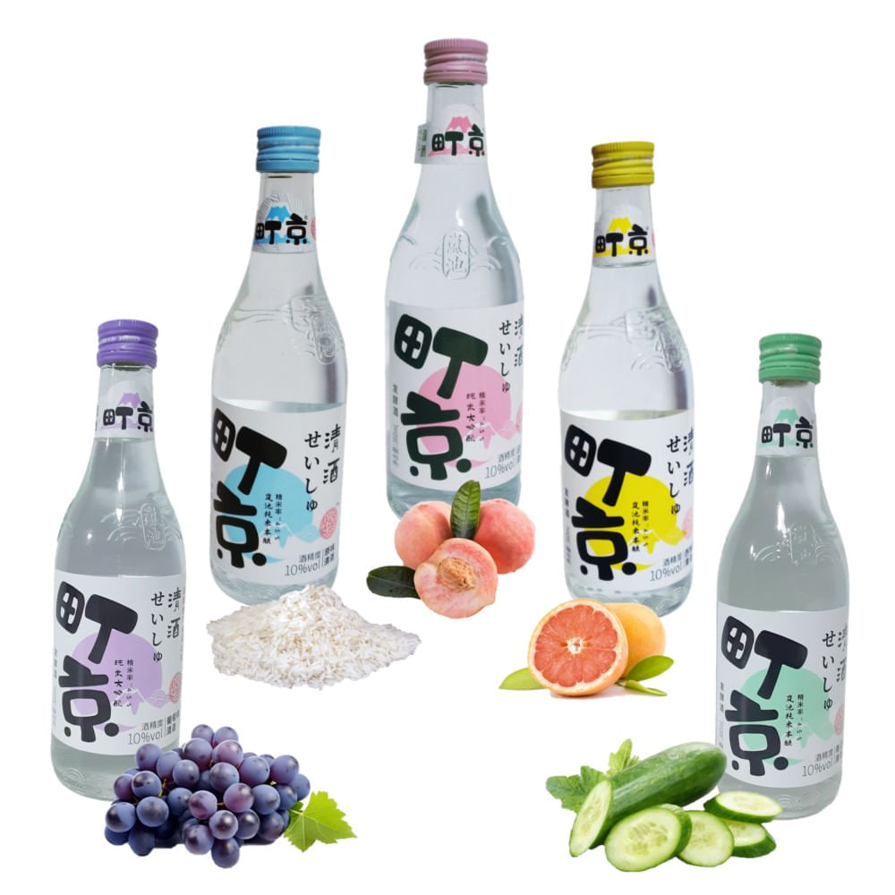 Pack Sake Full 5u Sabor Arroz. Pepino. Toronja. Durazno. Uva