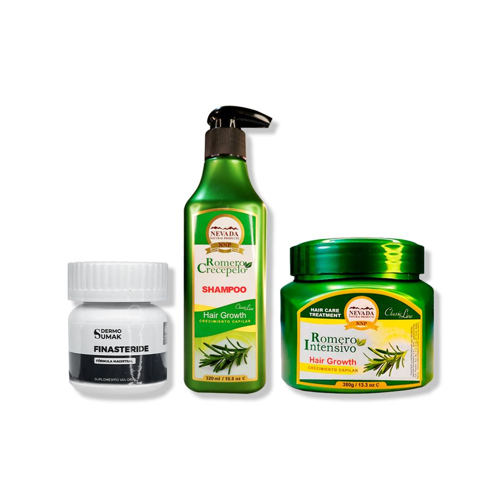 Capsulas Finasteride 1Mg + Shampoo Romero 320Ml + Crema De Crecimiento