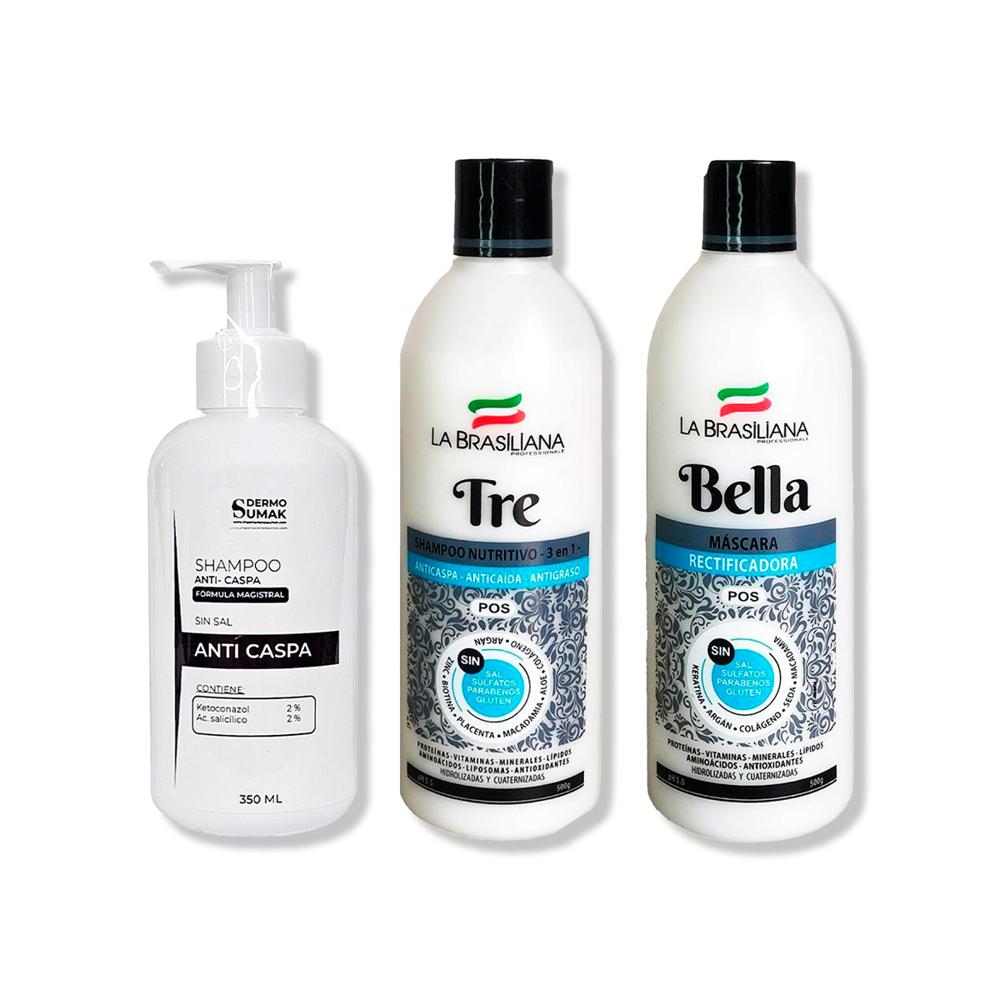Shampoo Anticaspa 350ml + Shampoo Tre 500Gr + Mascara Bella 500Gr - Oechsle