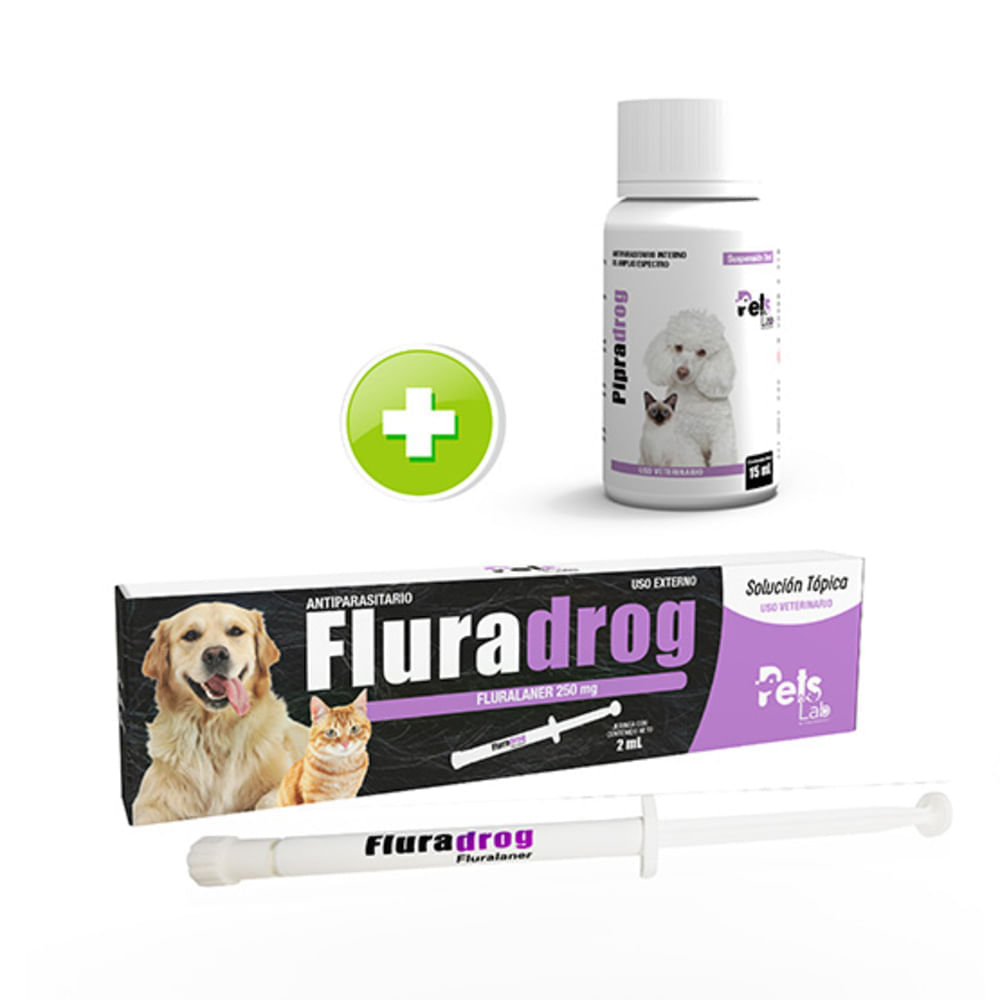 ANTIPULGAS FLURADROG + ANTIPARASITARIO PIPRADROG 15 ML PARA PERROS Y GATOS PETS LAB