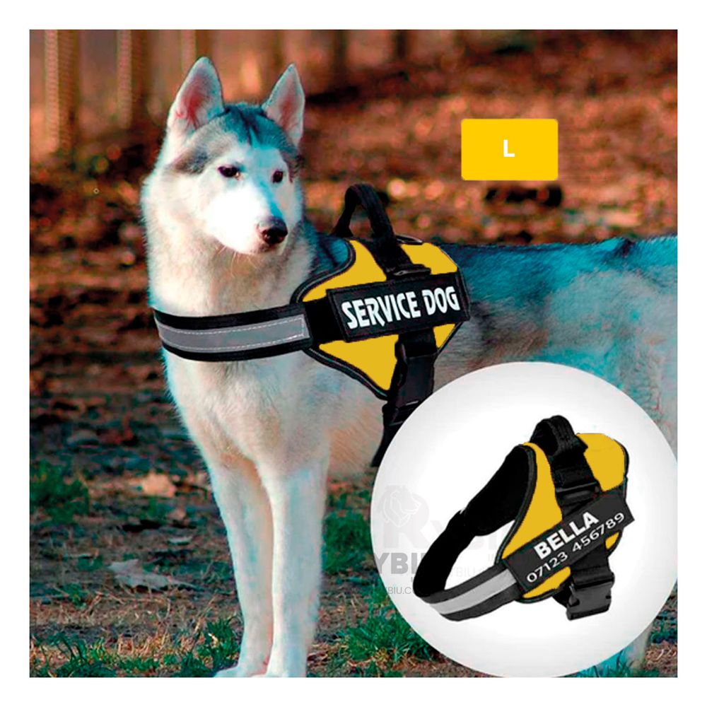 Arnes Pechera Service Dog Talla L Confiable de Tono Amarillo